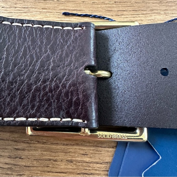 New Polo By Ralph Lauren Wide Brown Leather Belt Solid Brass Buckle XXS - Picture 8 of 11